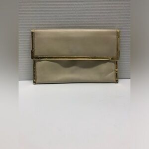 Jane Shilton of London Gold and ivory leather clutch